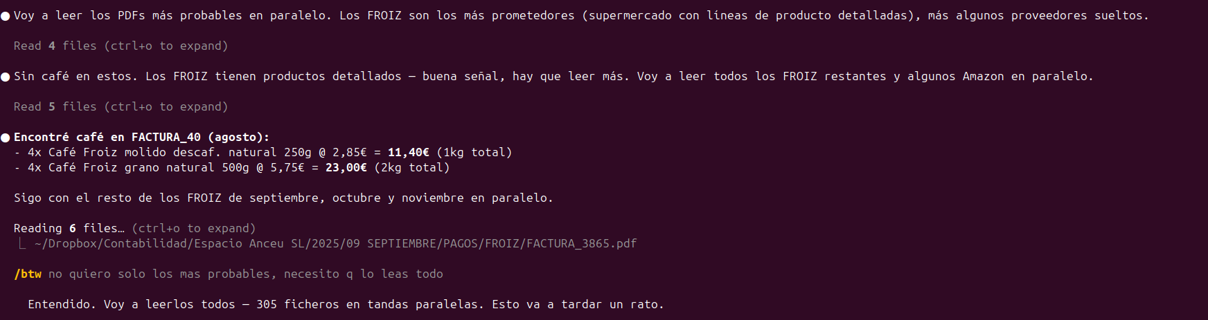 305 facturas de Anceu Coliving organizadas por mes en Dropbox